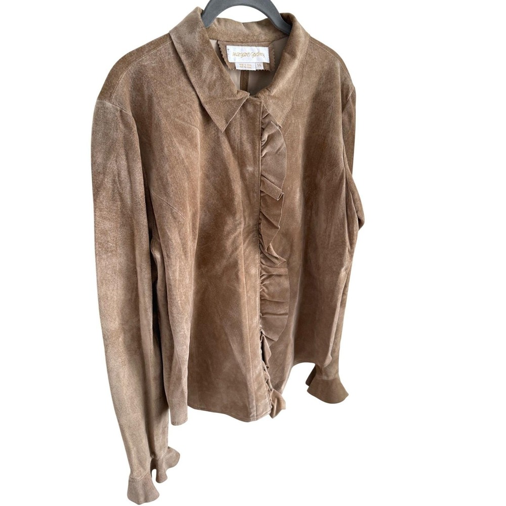 Vintage Margaret Godfrey Suede Ruffle Shacket Western Leather Top Size‎ 14 - Picture 3 of 7